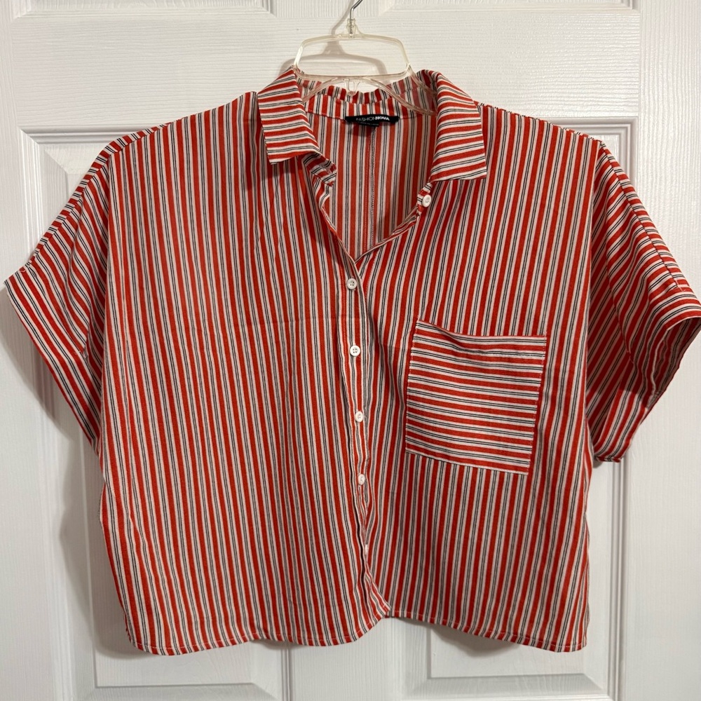 Striped Orange and White Women's Top